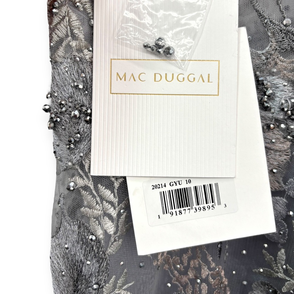 Mac Duggal NEW Gray Long Sleeve Beaded Applique Embroidered Gown $798 - Size 10‎ - Picture 14 of 14